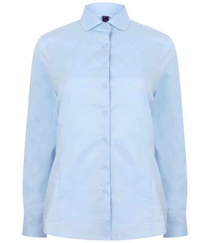 Henbury Ladies Long Sleeve Stretch Poplin Shirt - LBL - XS